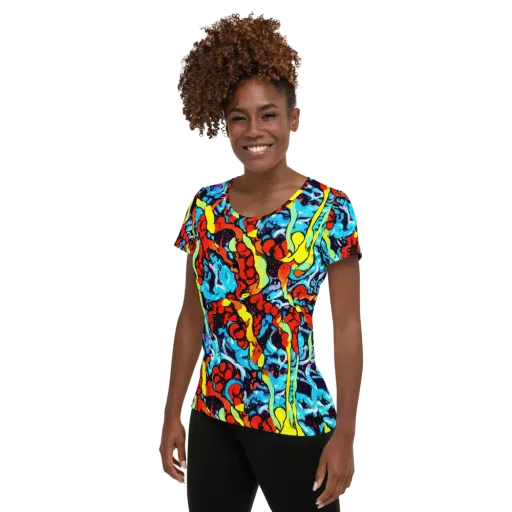 Electric Molten on a Women's Athletic T-Shirt