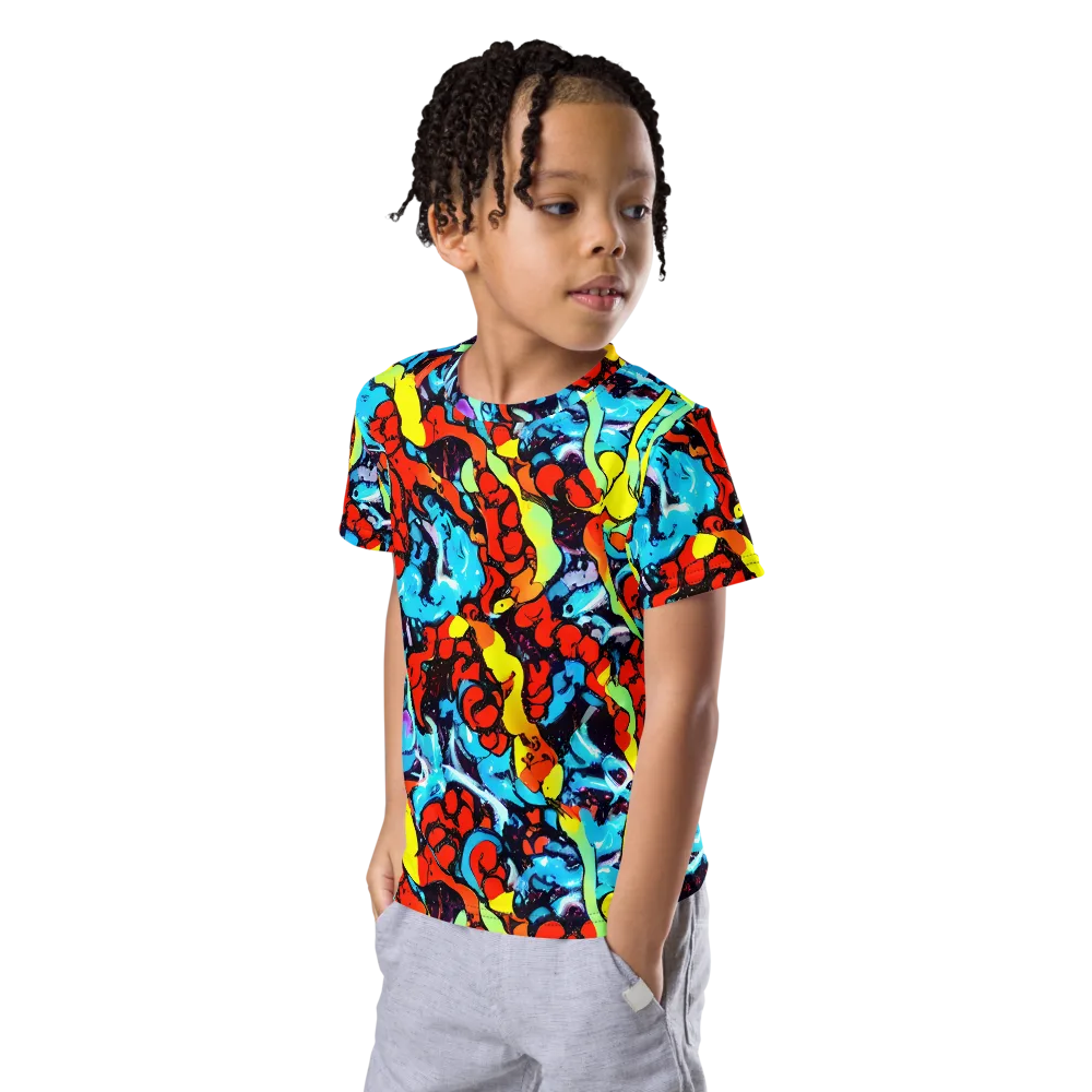 Electric Molten on Kids Crew Neck T-Shirt — Left Front
