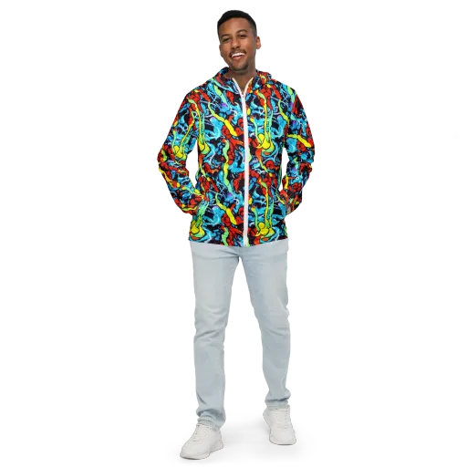 Electric Molten on a Men's Windbreaker