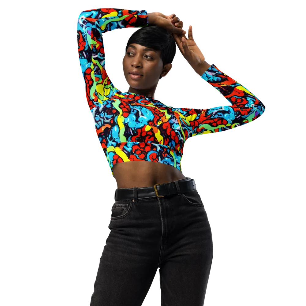 Electric Molten on Long Sleeve Crop Top — Front