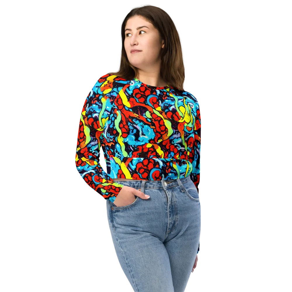 Electric Molten on Long Sleeve Crop Top — Front