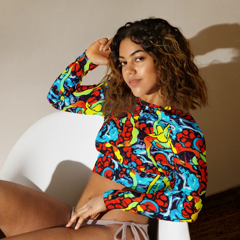 Electric Molten on Long Sleeve Crop Top — Left Front