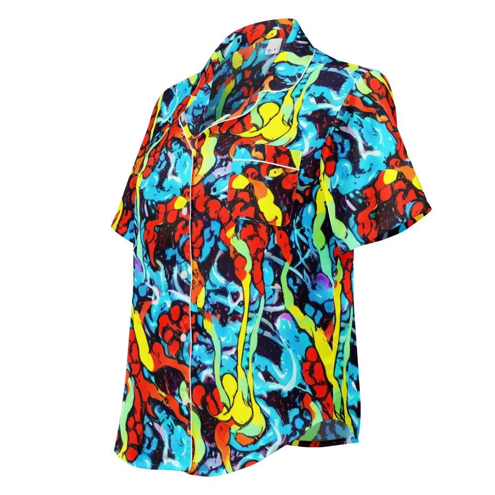 Electric Molten on Women's Short Sleeve Pajama Top — Left Front