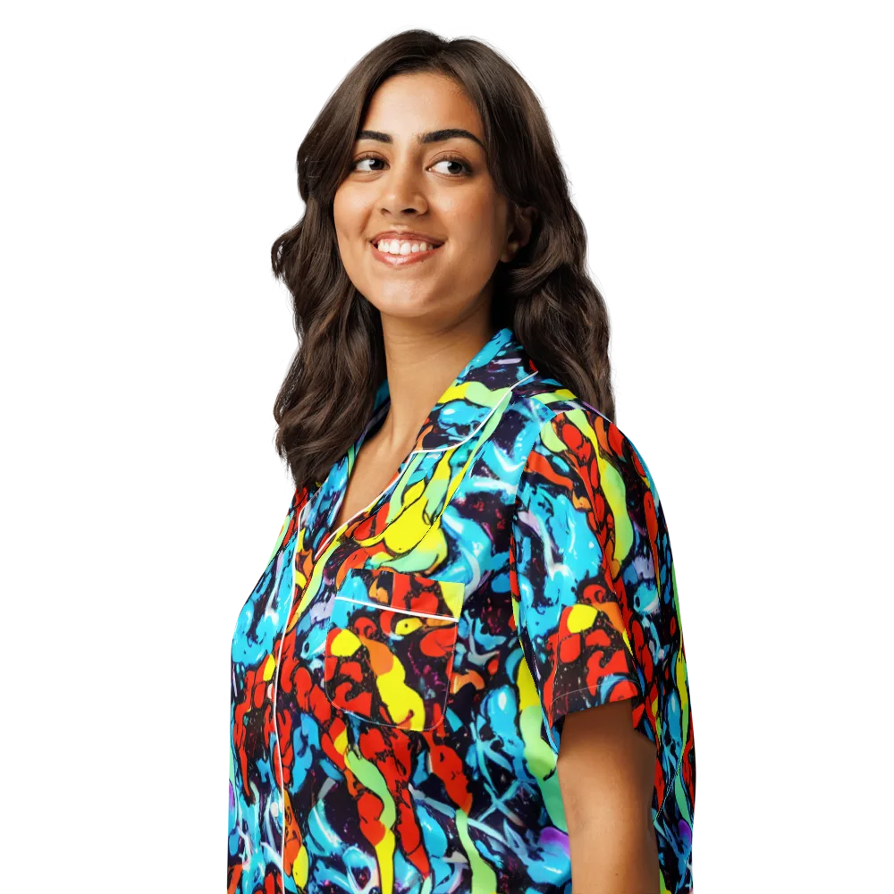 Electric Molten on Women's Short Sleeve Pajama Top — Left Front