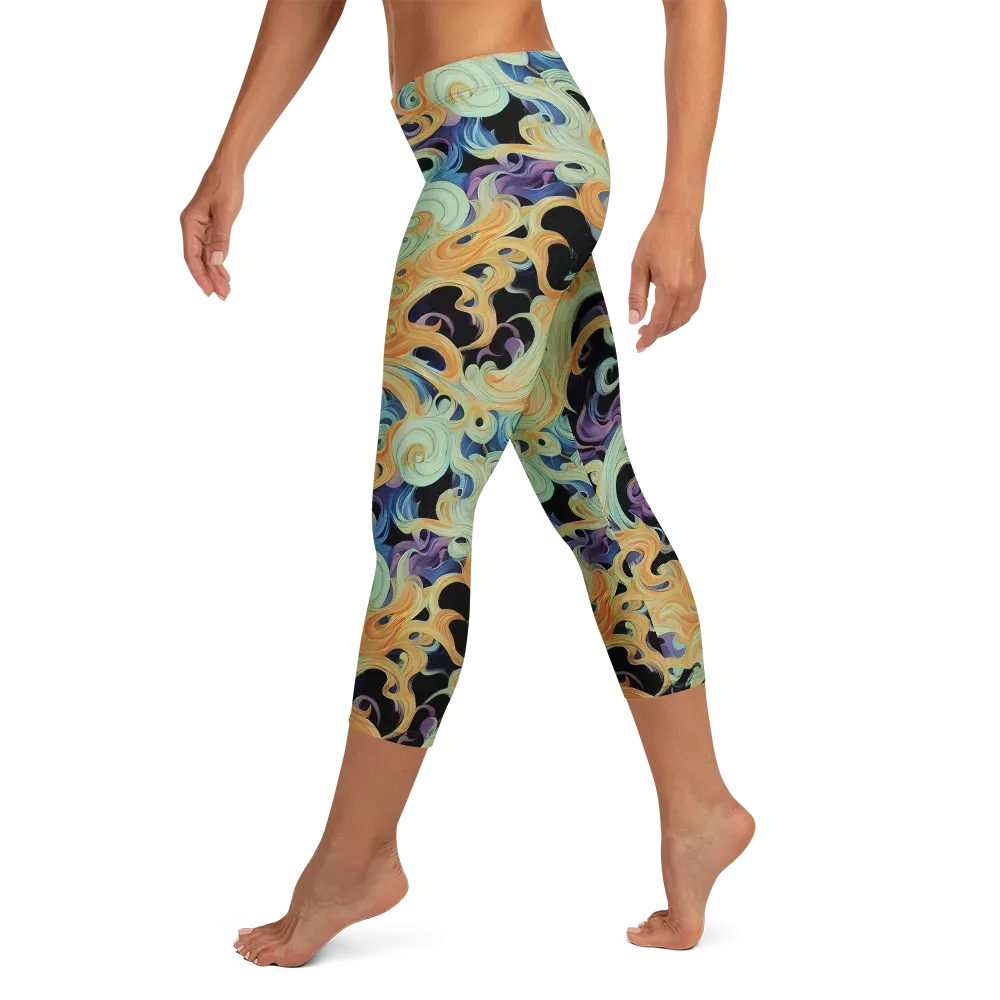 Velvet Vortex on Capri Leggings — Left