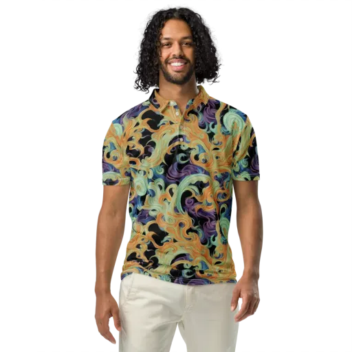 Velvet Vortex on a Men's Slim Fit Polo Shirt