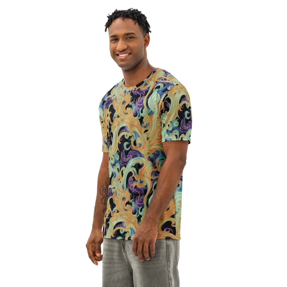Velvet Vortex on Men's Cotton Crew Neck T-Shirt — Left Front