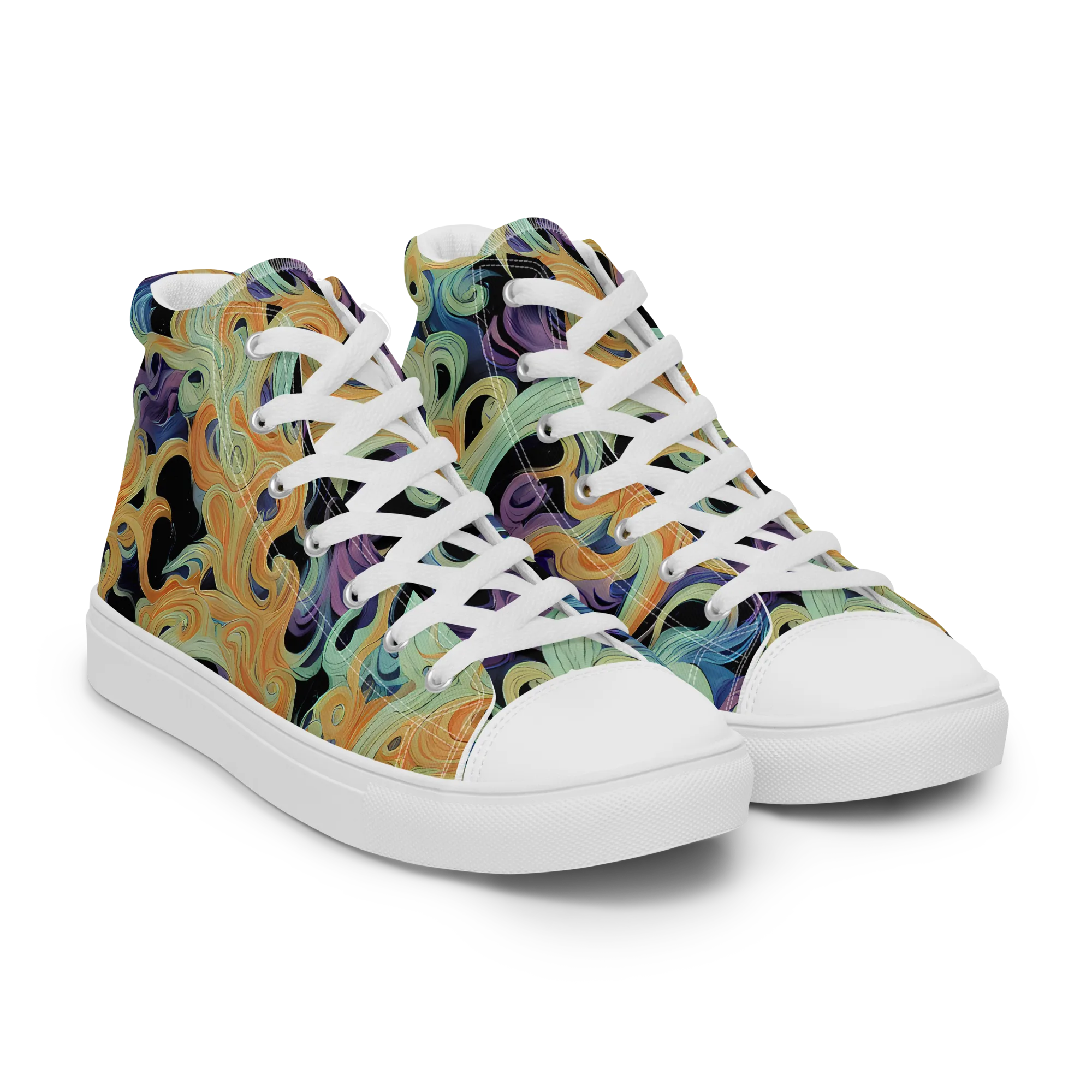 Velvet Vortex on Men's High Top Canvas Shoes — Right Front