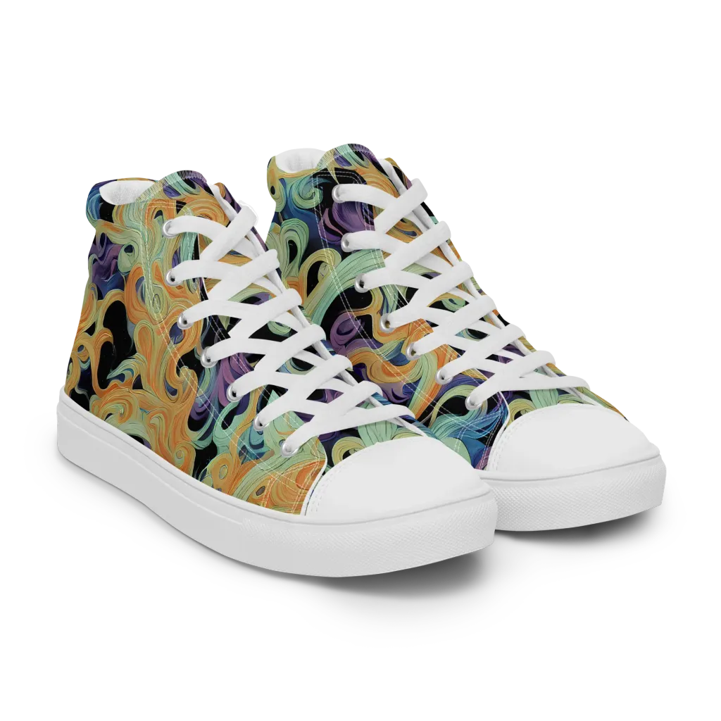 Velvet Vortex on Men's High Top Canvas Shoes — Right Front