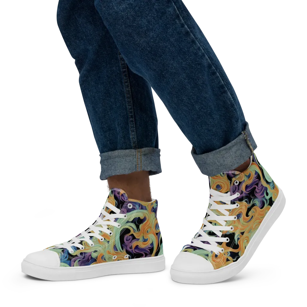 Velvet Vortex on Men's High Top Canvas Shoes — Left