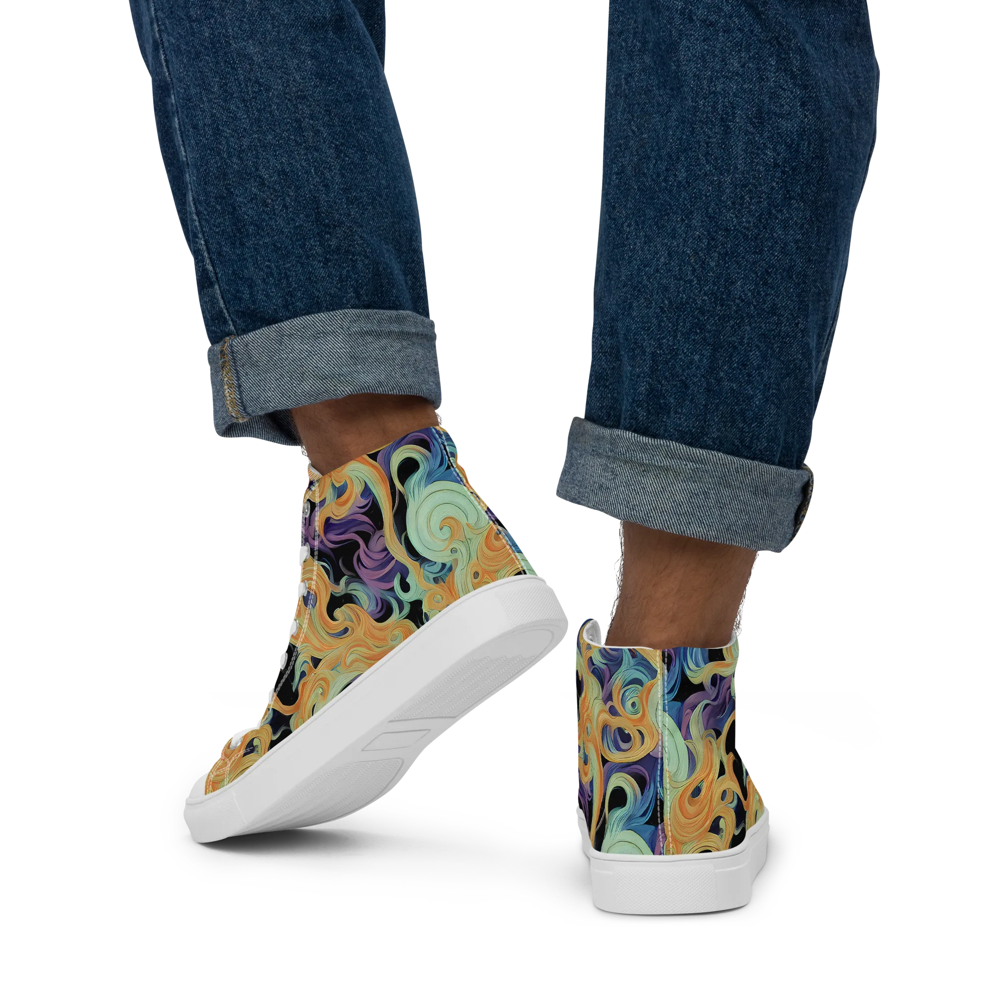 Velvet Vortex on Men's High Top Canvas Shoes — Back