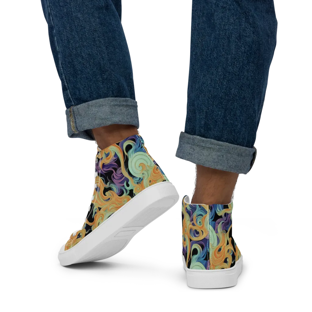 Velvet Vortex on Men's High Top Canvas Shoes — Back