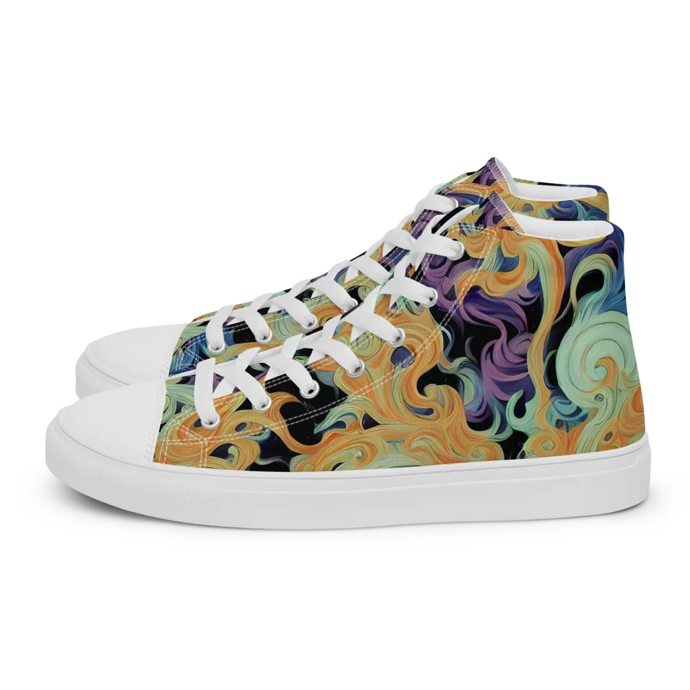 Velvet Vortex on Women's High Top Canvas Shoes — Left
