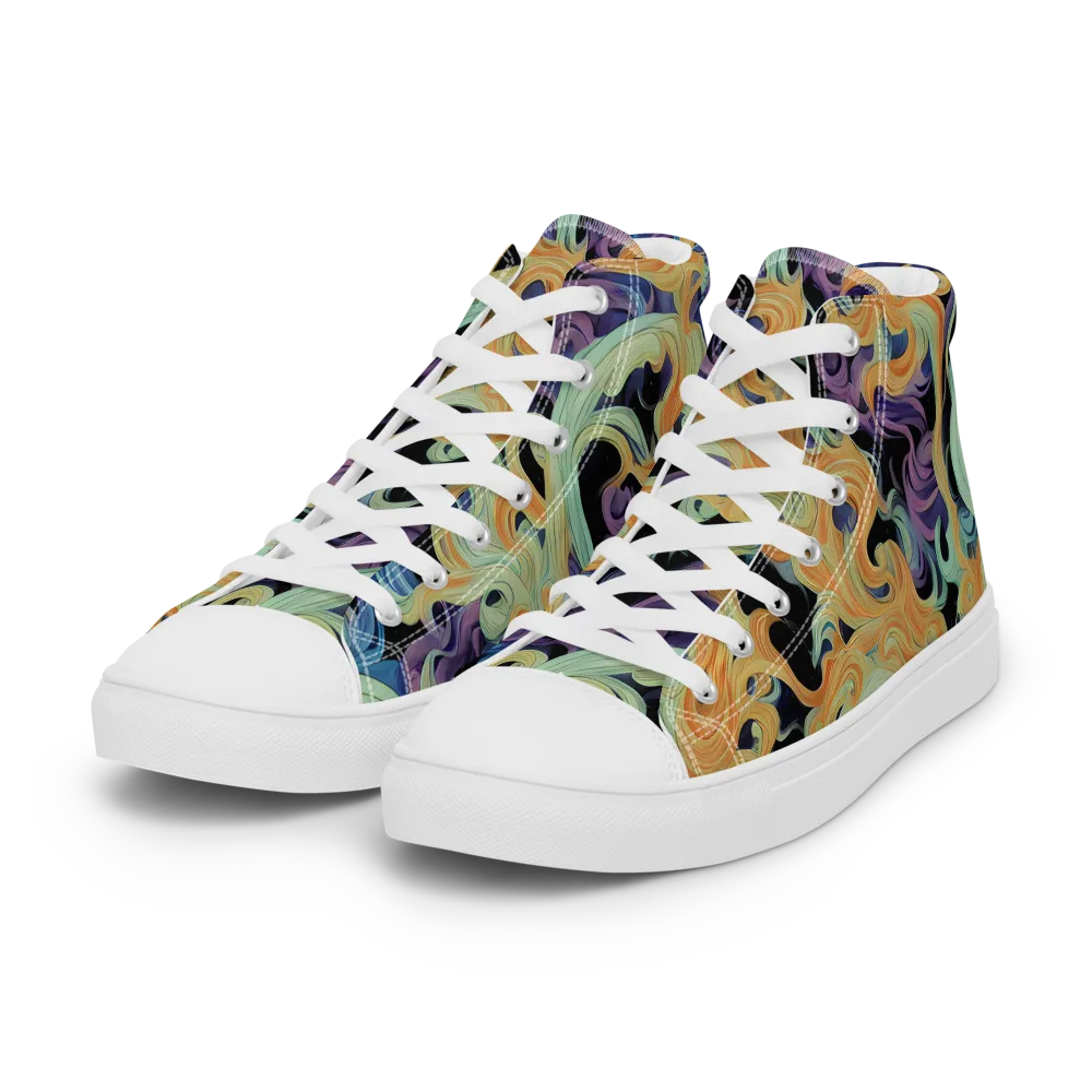 Velvet Vortex on Women's High Top Canvas Shoes — Left Front
