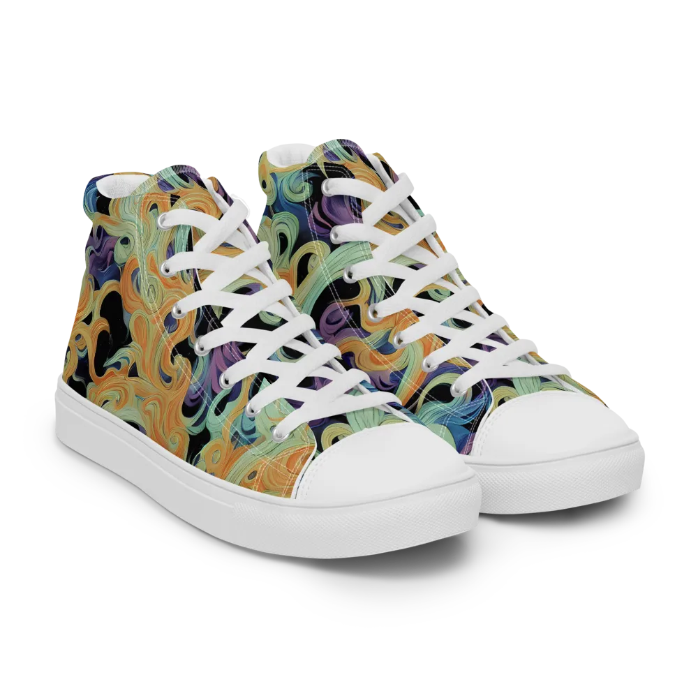 Velvet Vortex on Women's High Top Canvas Shoes — Right Front