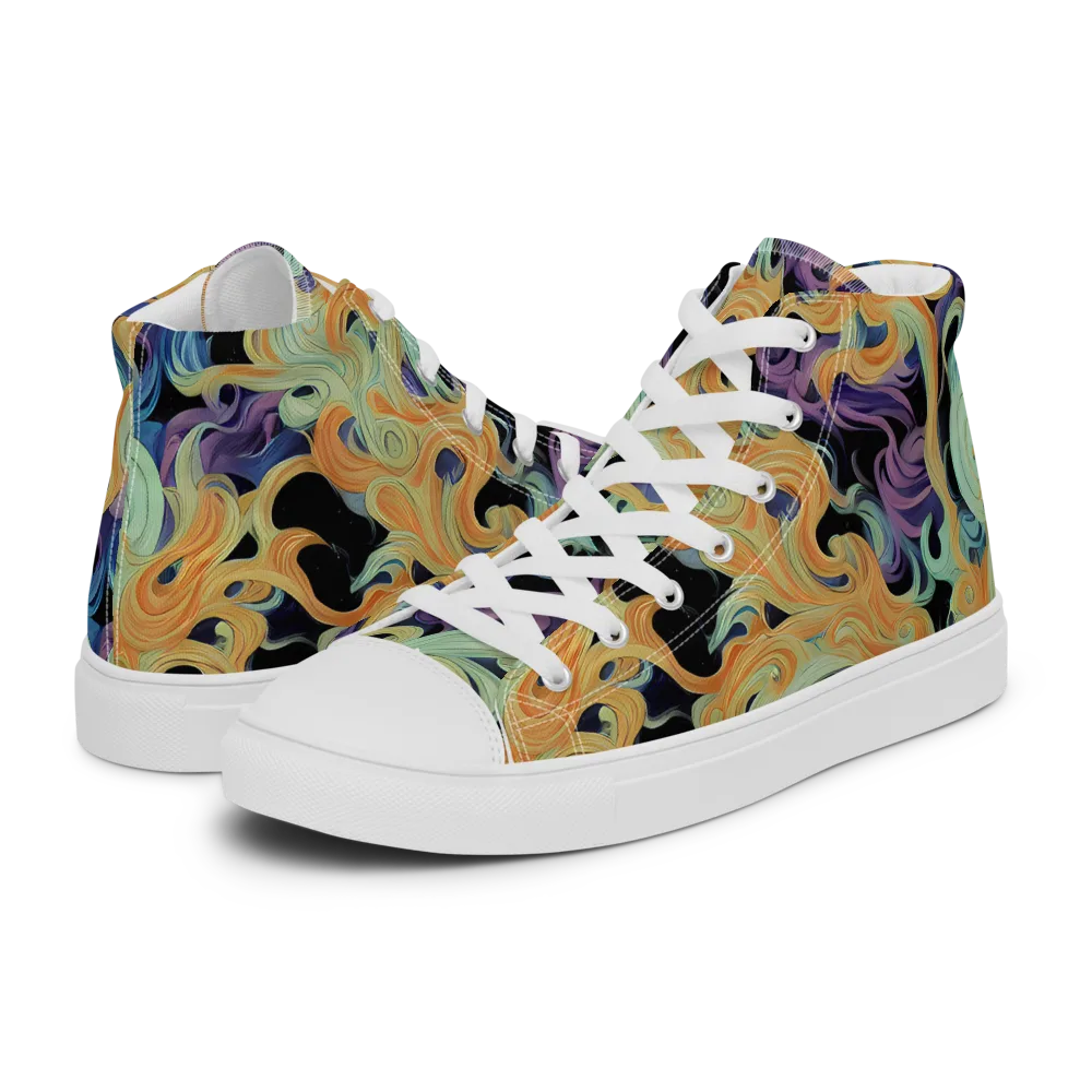 Velvet Vortex on Women's High Top Canvas Shoes — Left
