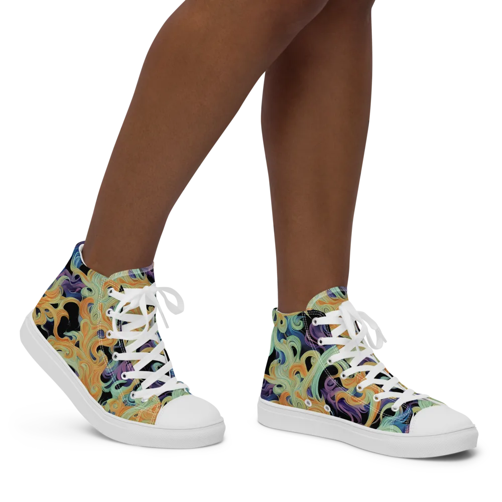 Velvet Vortex on Women's High Top Canvas Shoes — Right
