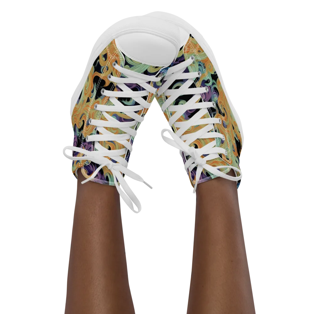 Velvet Vortex on Women's High Top Canvas Shoes — Front