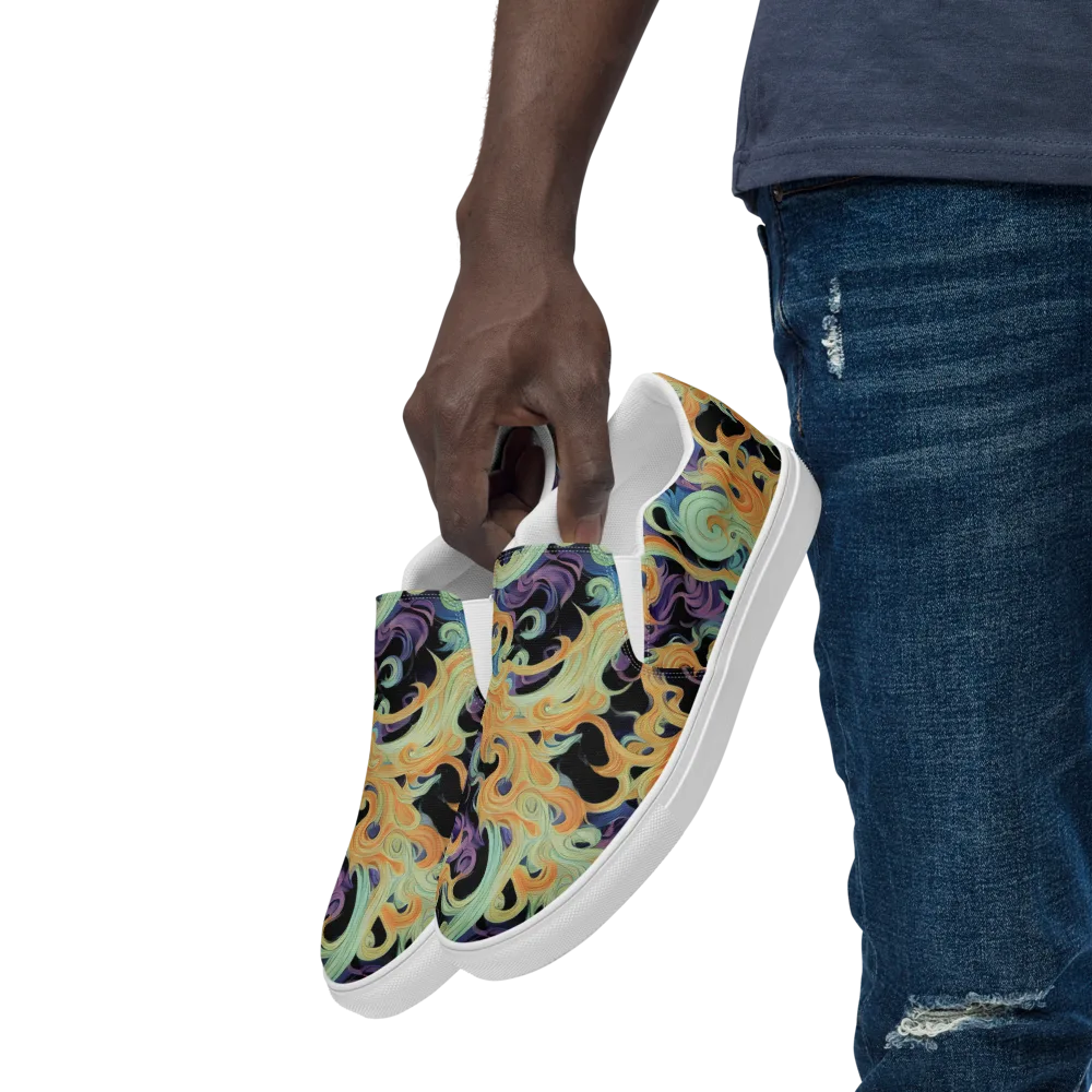 Velvet Vortex on Men's Slip-On Canvas Shoes — Left Front