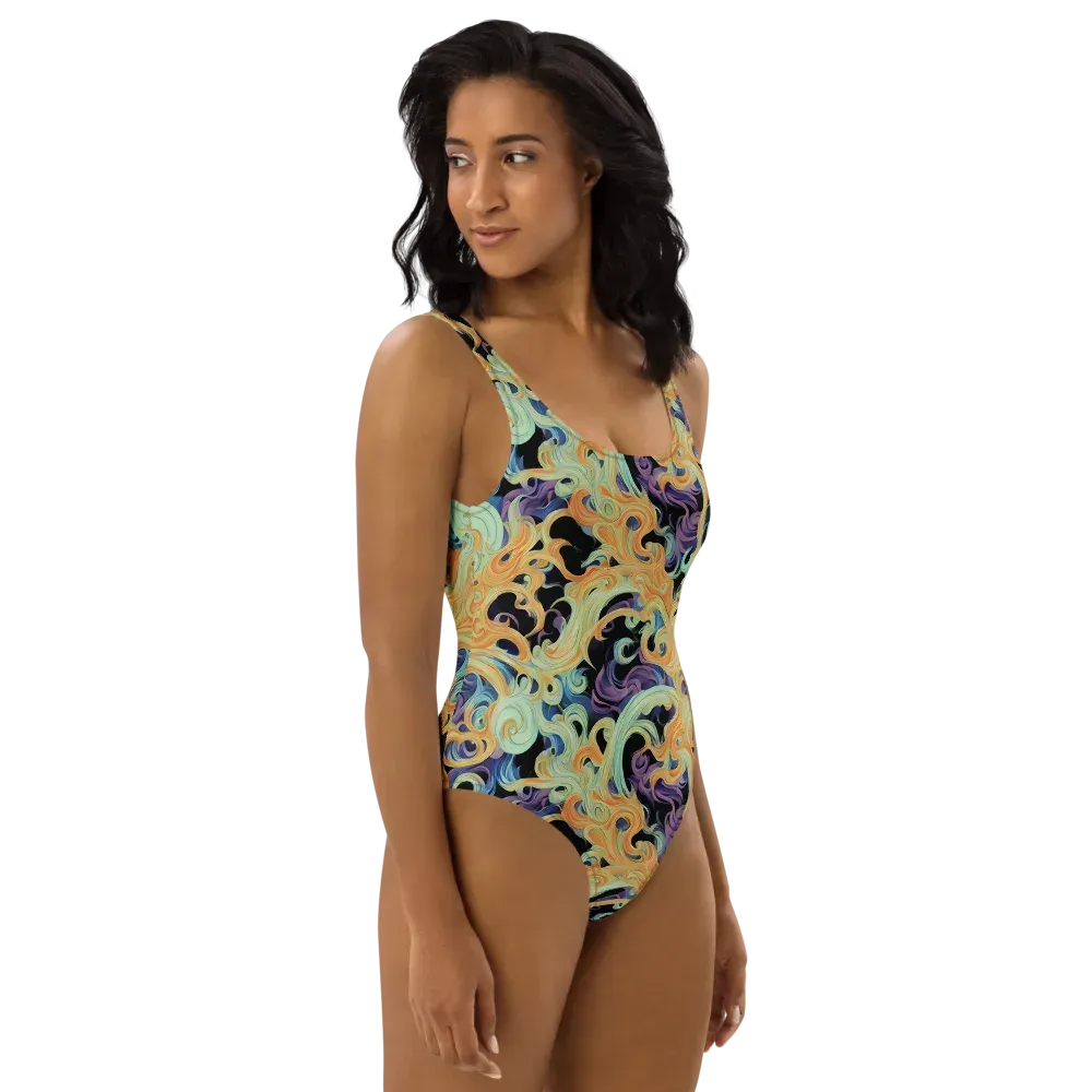 Velvet Vortex on One-Piece Swimsuit — Right