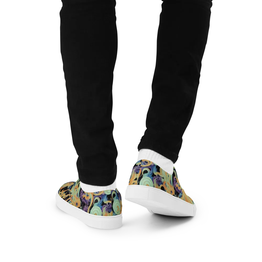 Velvet Vortex on Men's Lace-Up Canvas Shoes — Back