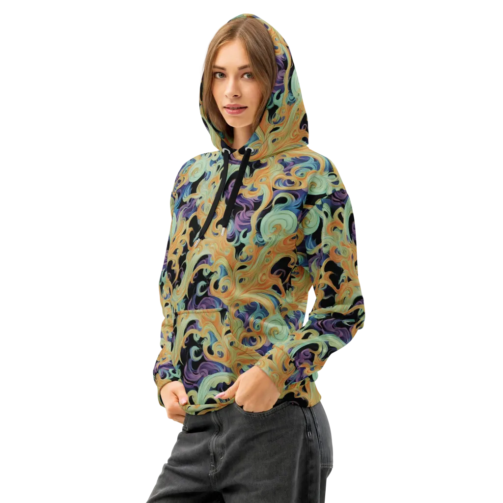 Velvet Vortex on Cotton Hoodie — Left Front