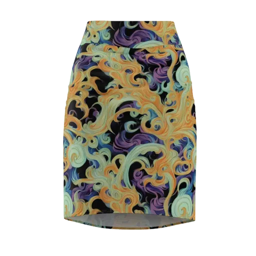 Velvet Vortex on a Pencil Skirt