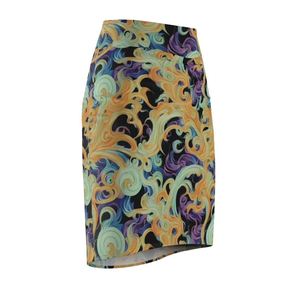Velvet Vortex on Pencil Skirt — Front Side