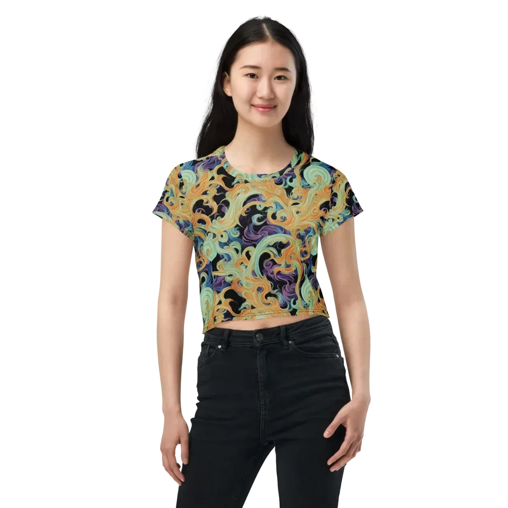 Velvet Vortex on Crop Tee — Front