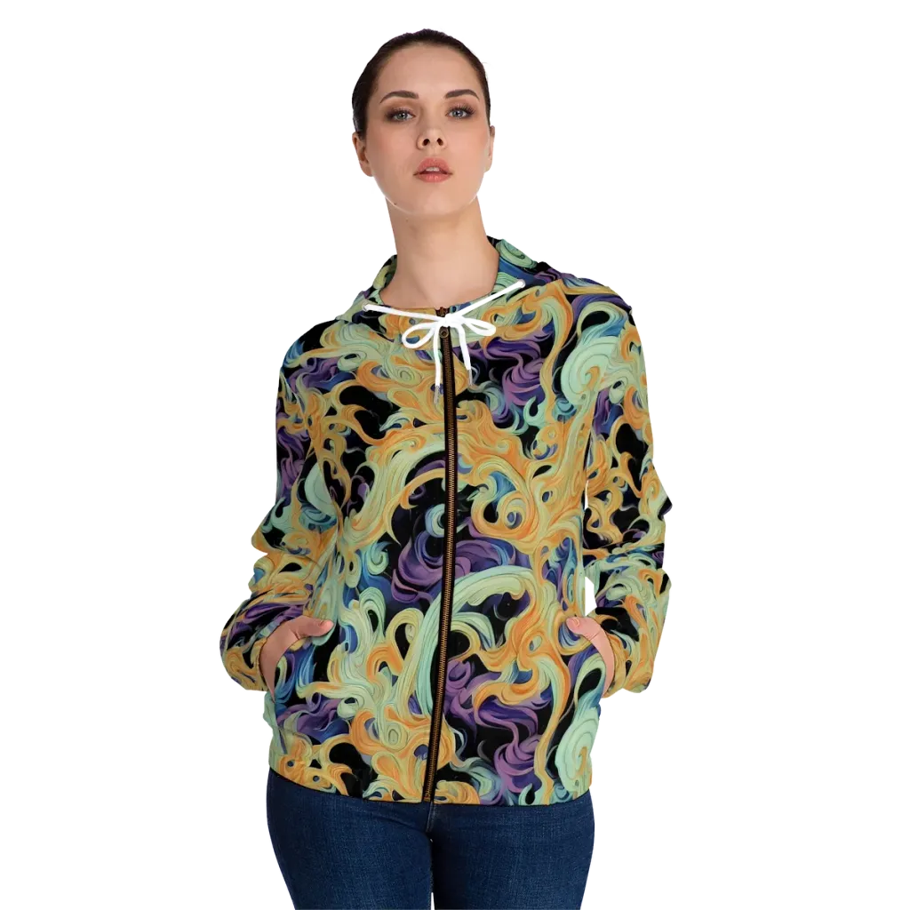 Velvet Vortex on Women's Full-Zip Hoodie — Front On Person