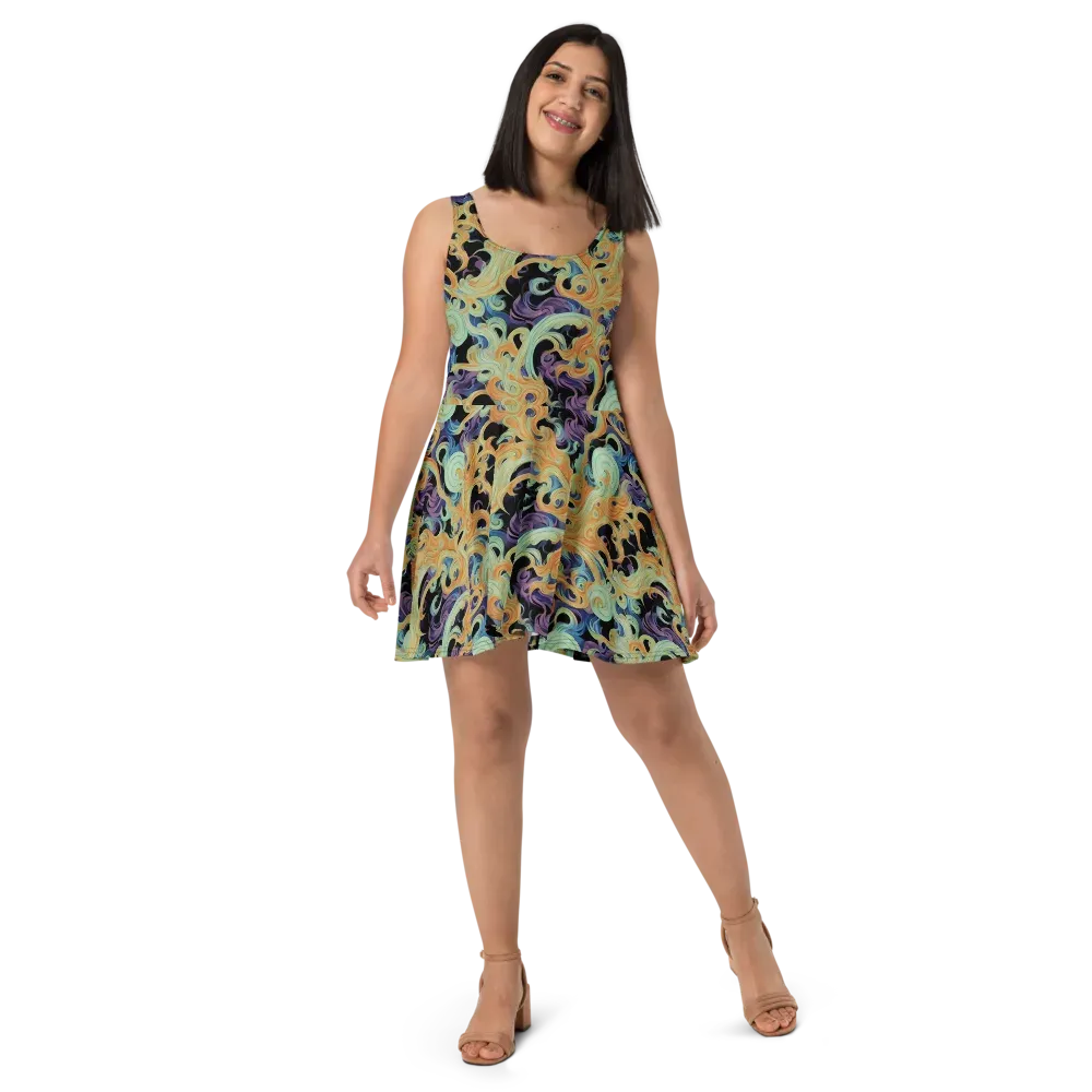 Velvet Vortex on Skater Dress — Front