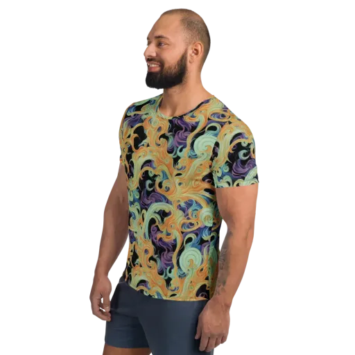Velvet Vortex on a Men's Athletic T-Shirt