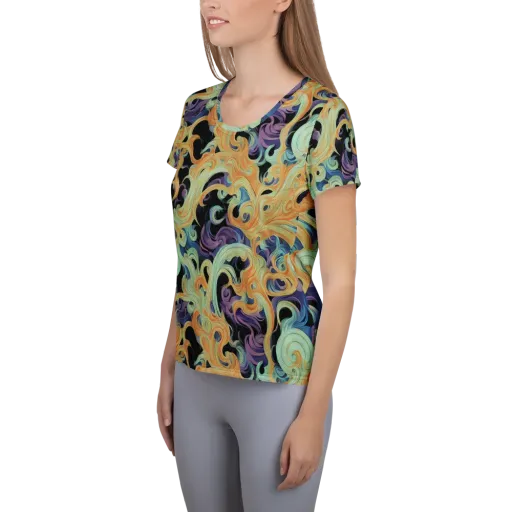 Velvet Vortex on a Women's Athletic T-Shirt