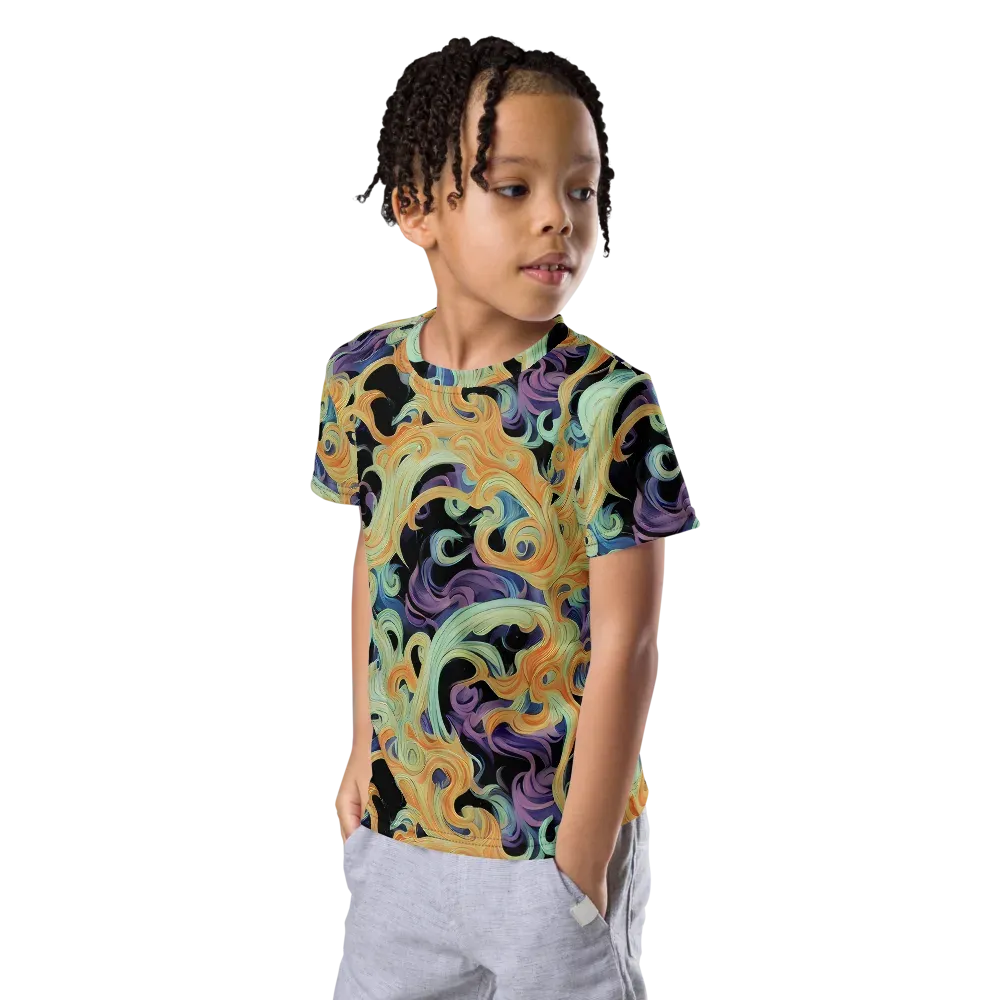 Velvet Vortex on Kids Crew Neck T-Shirt — Left Front