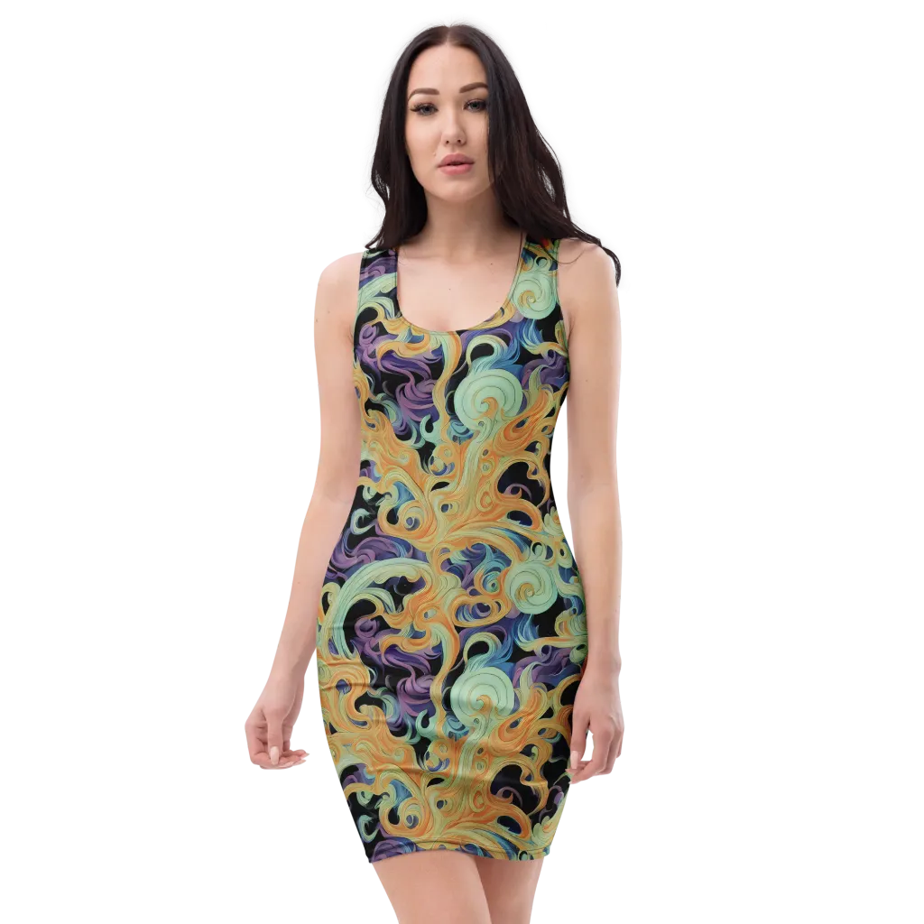 Velvet Vortex on Bodycon Dress — Front