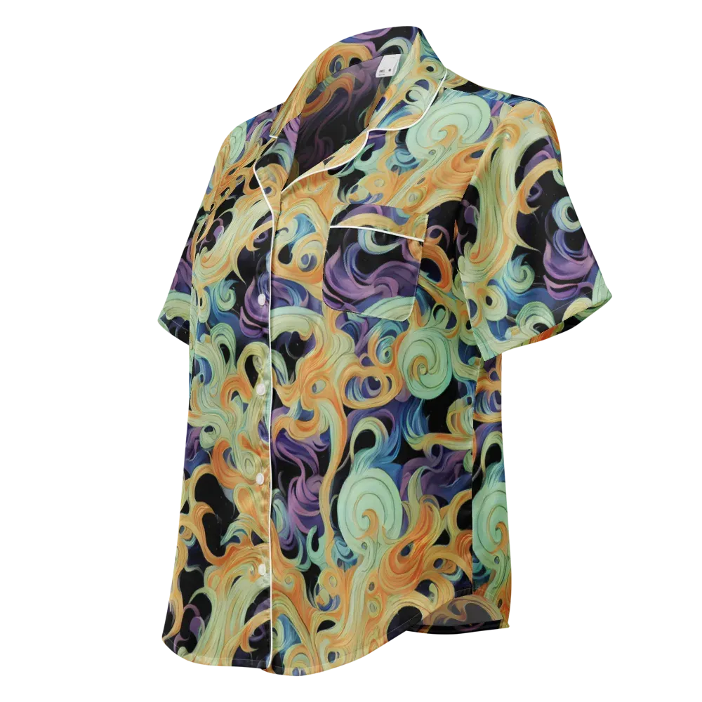 Velvet Vortex on Women's Short Sleeve Pajama Top — Left Front