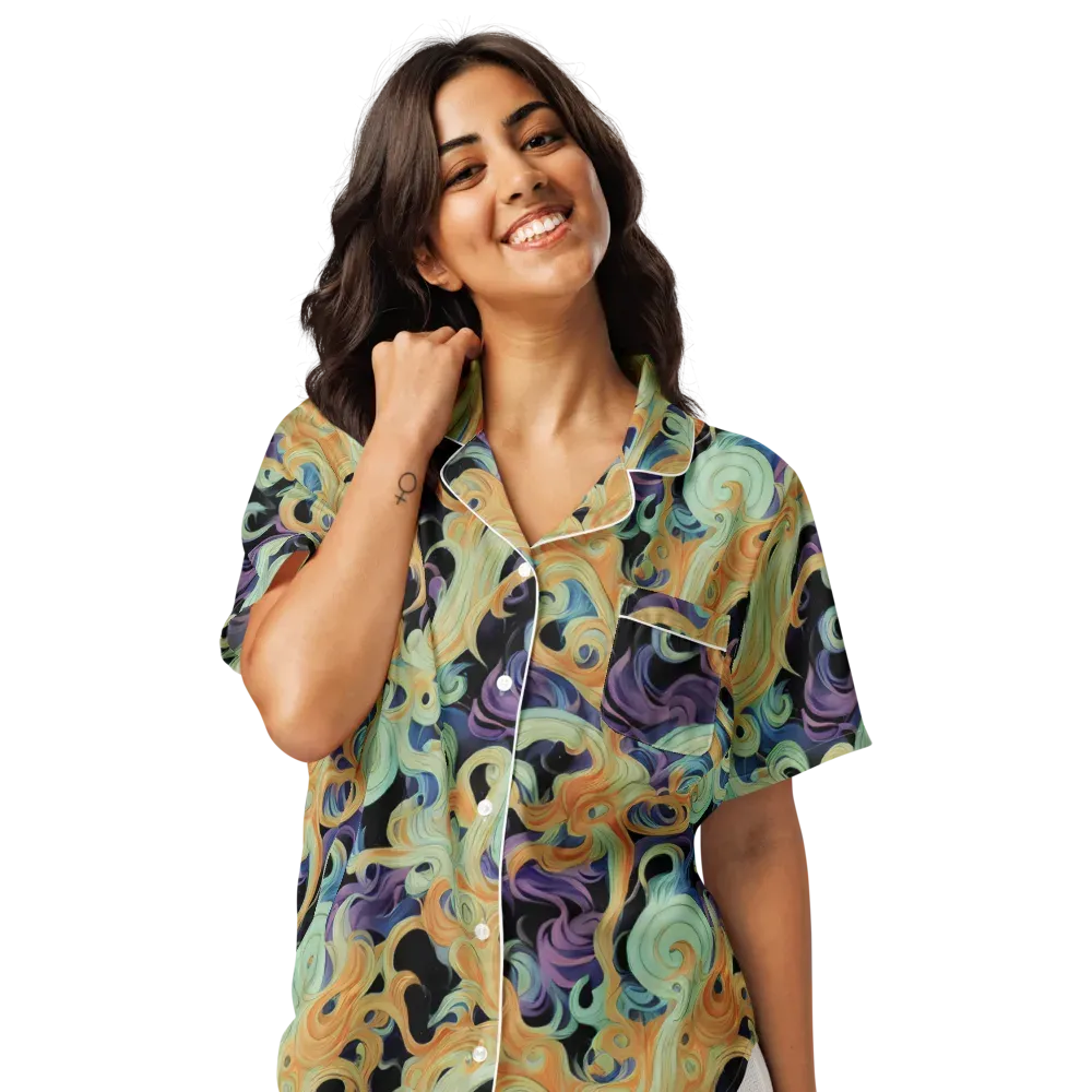 Velvet Vortex on Women's Short Sleeve Pajama Top — Front