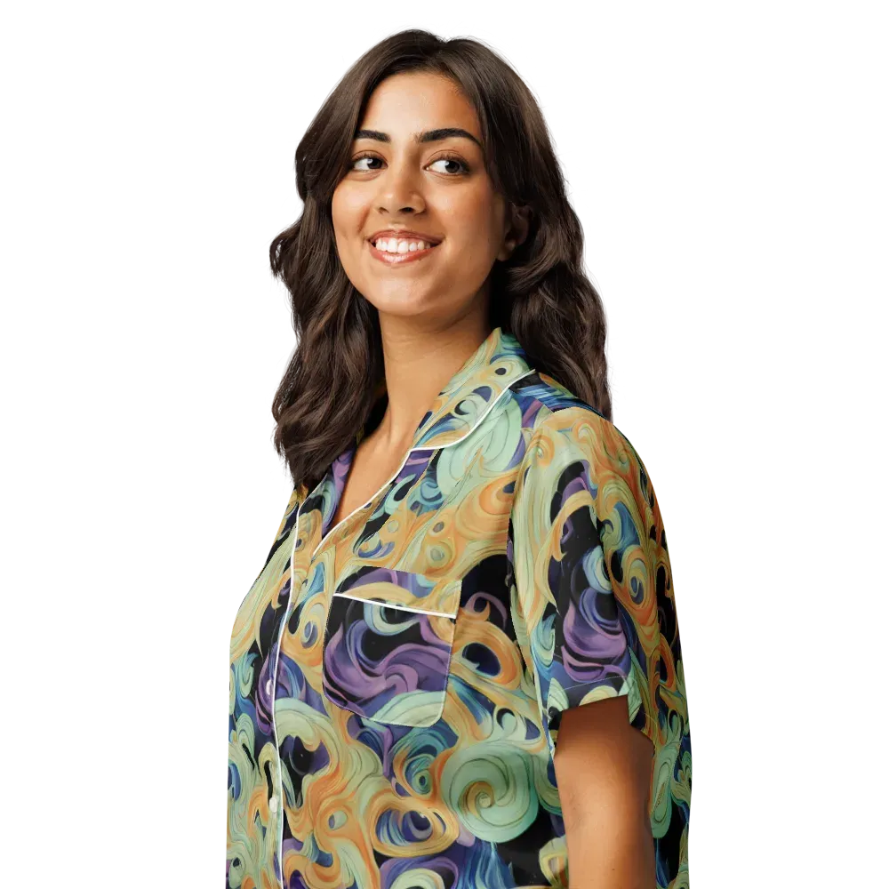 Velvet Vortex on Women's Short Sleeve Pajama Top — Left Front