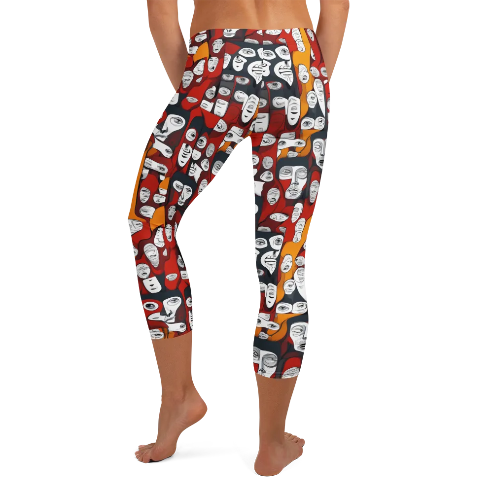 Crimson Visions on Capri Leggings — Back
