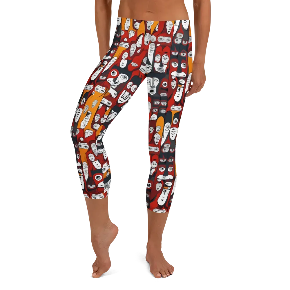 Crimson Visions on Capri Leggings — Front