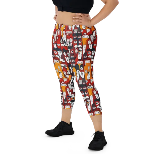 Crimson Visions on a Capri Leggings