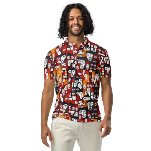 Crimson Visions on a Men's Slim Fit Polo Shirt