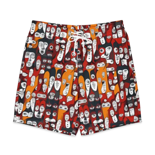 Crimson Visions on a Men's Board Shorts