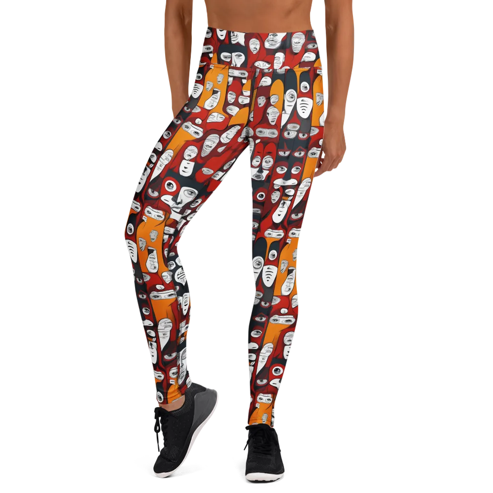 Crimson Visions on Yoga Leggings — Front