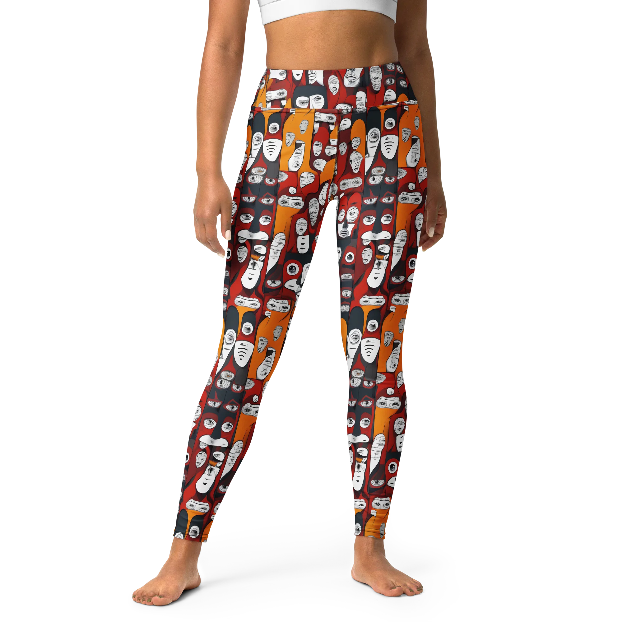 Crimson Visions on Yoga Leggings — Front
