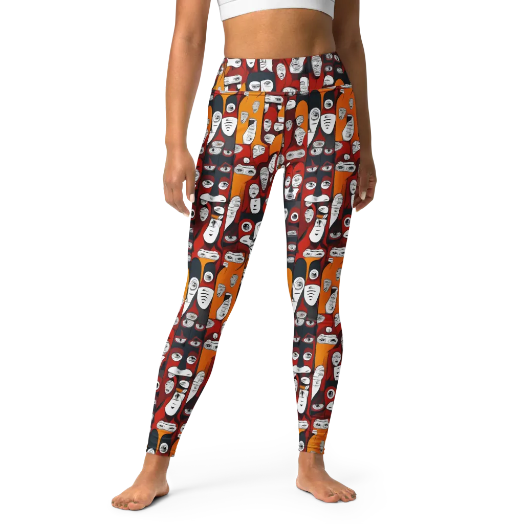 Crimson Visions on Yoga Leggings — Front
