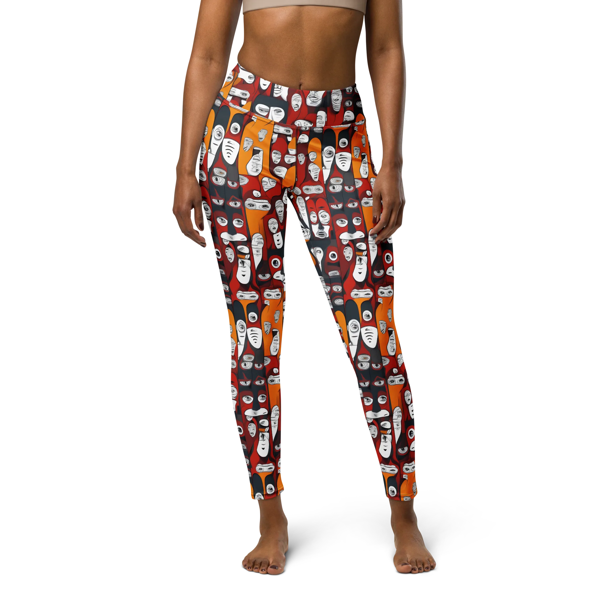 Crimson Visions on Yoga Leggings — Front