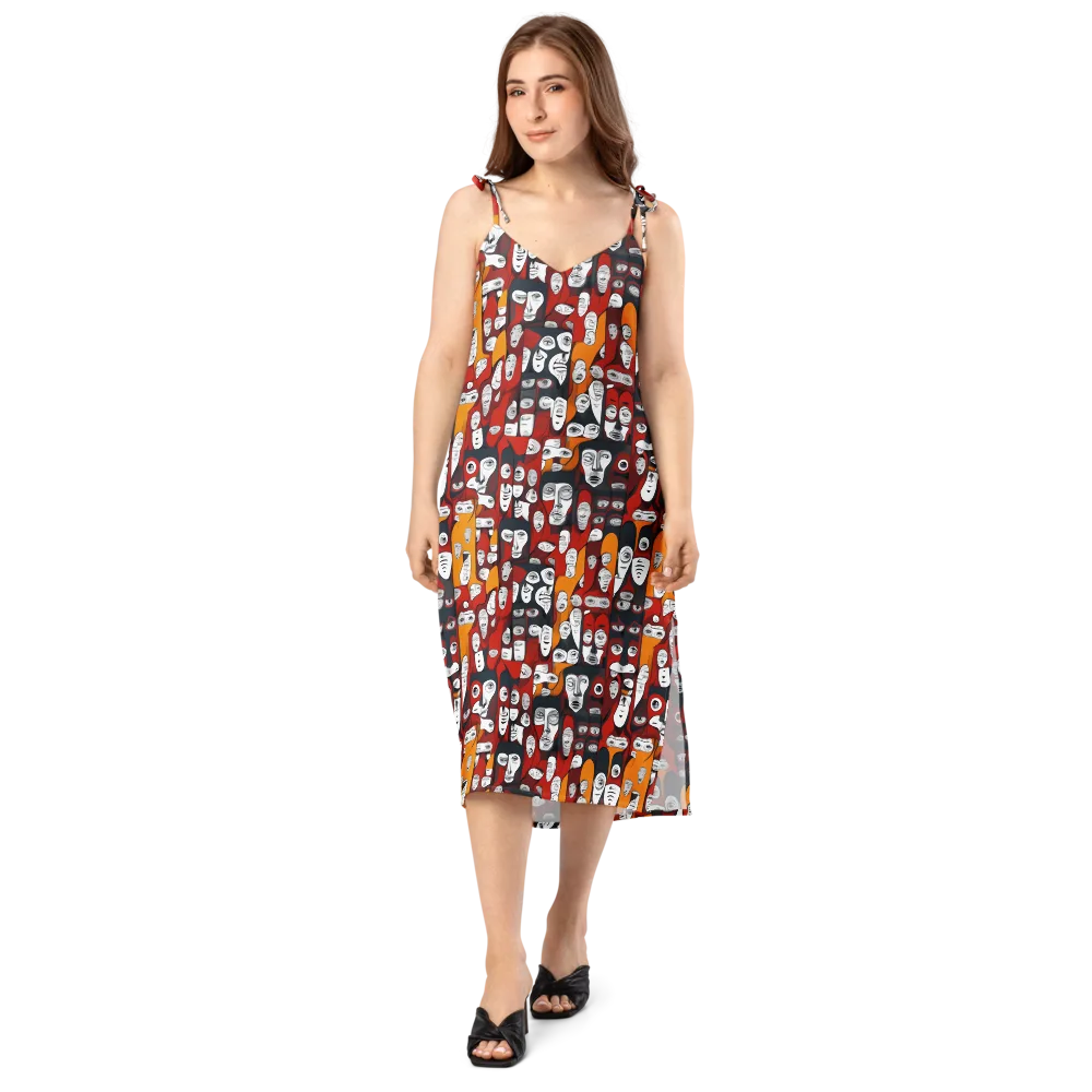 Crimson Visions on Slip Dress — Front