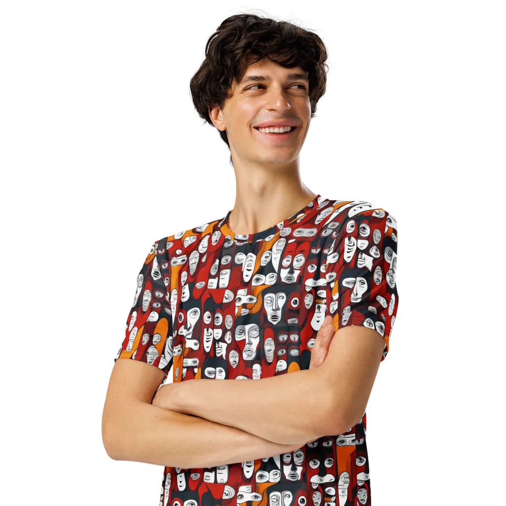 Crimson Visions on Men's Crew Neck T-Shirt — Left Front