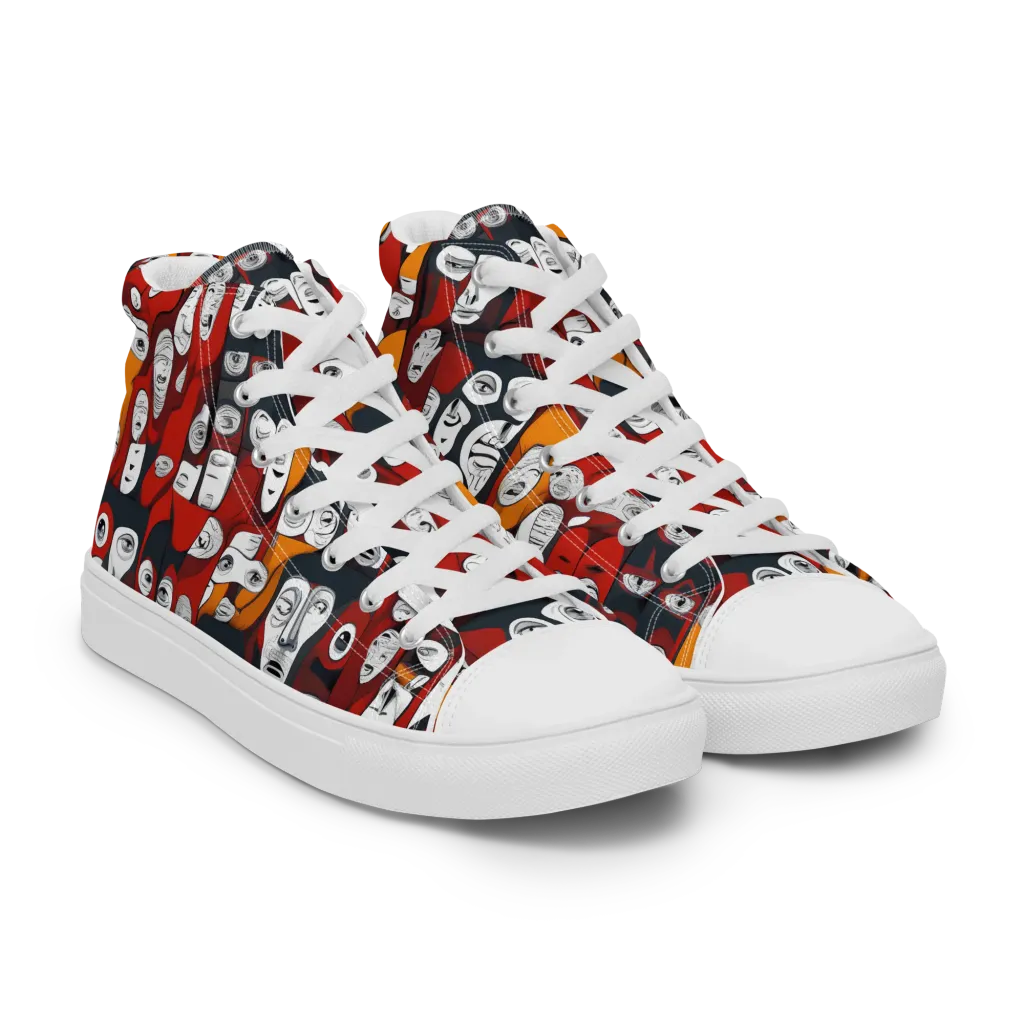 Crimson Visions on Men's High Top Canvas Shoes — Right Front